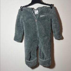 Nike Cozy Green/Gray Sherpa Baby Footie Coveralls - Sz 9m